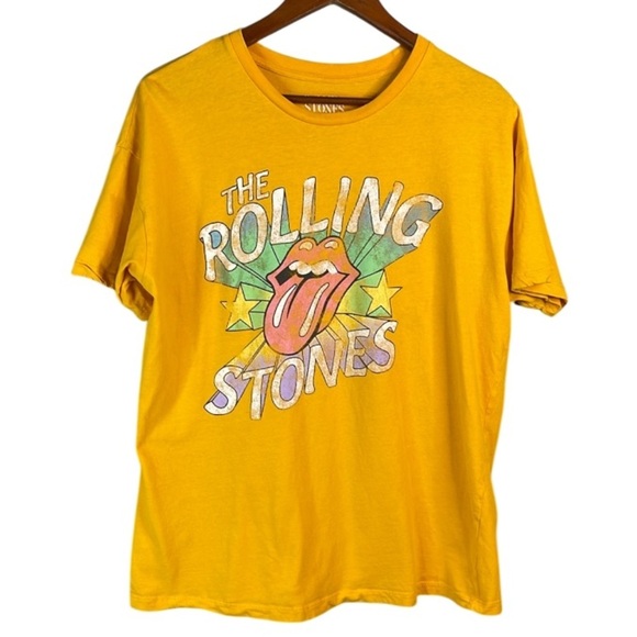 The Rolling Stones Mens Vintage Look Graphic Band Tee Golden Yellow Crewneck M - Picture 2 of 11